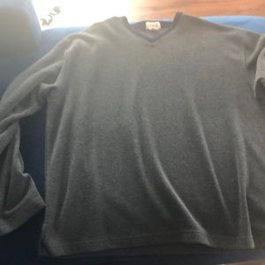 J Crew charcoal grey fleece w navy collar